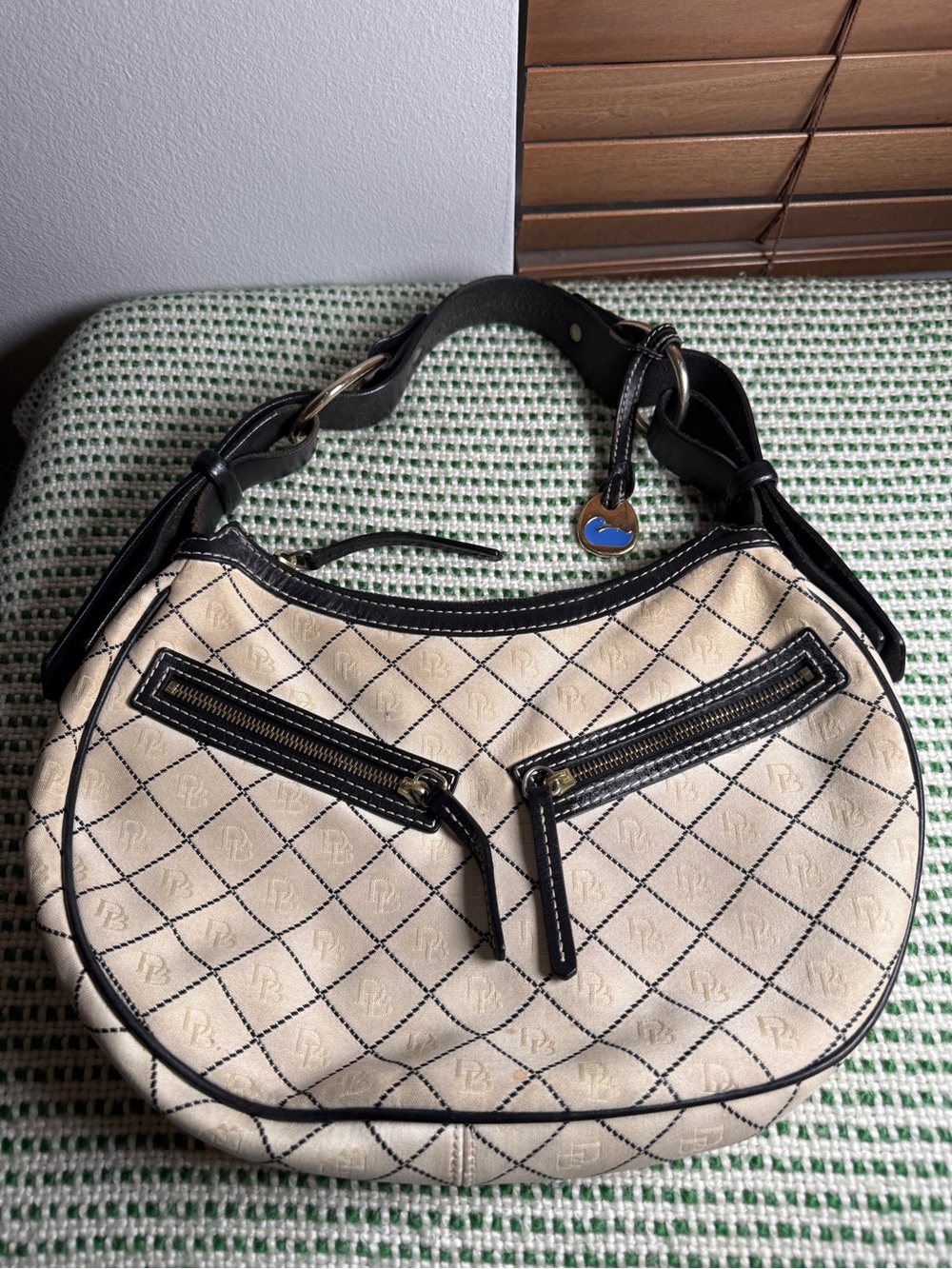 Dooney & Bourke Cream Shoulder Bag with Black Trim